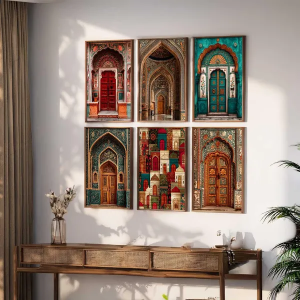 Multicolor_Traditional_Indian_Wall_Art_Paintings_Wall_Posters_With_Frames_Wall_Painting_For_Living_Room_Home_Room_Bedroom_Office_Wall_Decor_Set_Of_6_(13X17_Inch)