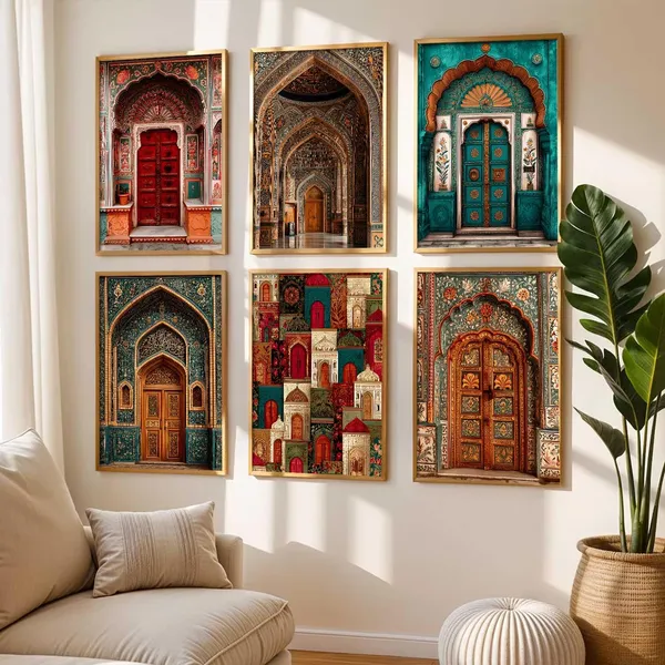 Multicolor_Traditional_Indian_Wall_Art_Paintings_Wall_Posters_With_Frames_Wall_Painting_For_Living_Room_Home_Room_Bedroom_Office_Wall_Decor_Set_Of_6_(13X17_Inch)