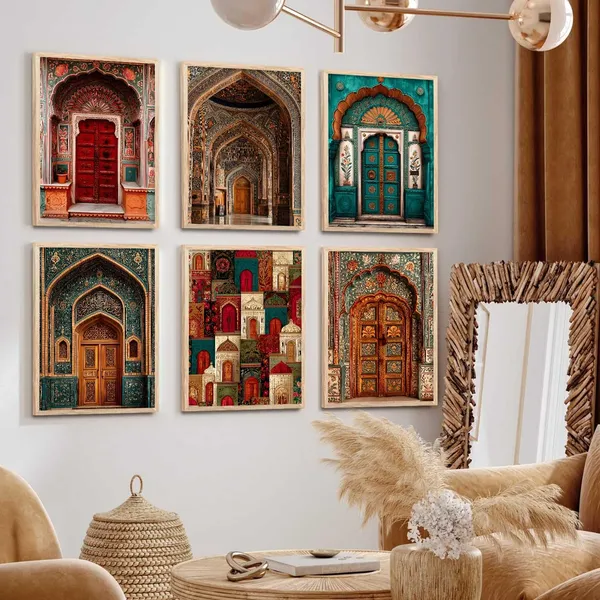 Multicolor_Traditional_Indian_Wall_Art_Paintings_Wall_Posters_With_Frames_Wall_Painting_For_Living_Room_Home_Room_Bedroom_Office_Wall_Decor_Set_Of_6_(13X17_Inch)