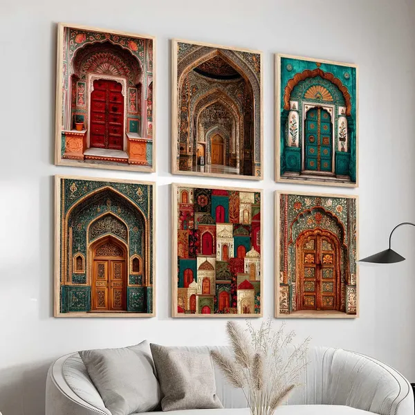 Multicolor_Traditional_Indian_Wall_Art_Paintings_Wall_Posters_With_Frames_Wall_Painting_For_Living_Room_Home_Room_Bedroom_Office_Wall_Decor_Set_Of_6_(13X17_Inch)