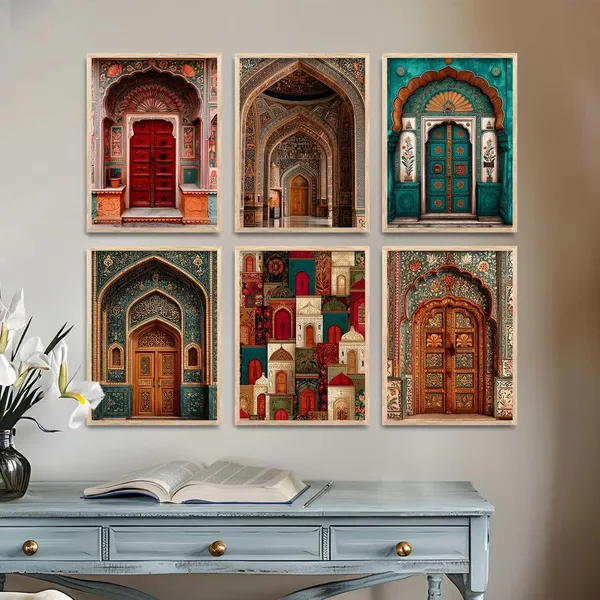 Multicolor_Traditional_Indian_Wall_Art_Paintings_Wall_Posters_With_Frames_Wall_Painting_For_Living_Room_Home_Room_Bedroom_Office_Wall_Decor_Set_Of_6_(13X17_Inch)