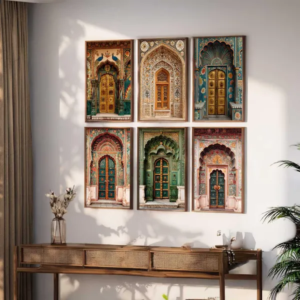 Multicolor_Indian_Art_Traditional_Wall_Painting_For_Home_Room_Bedroom_Office_Wall_Decor_Wall_Poster_With_Frames_Set_Of_6_(13X17_Inch)