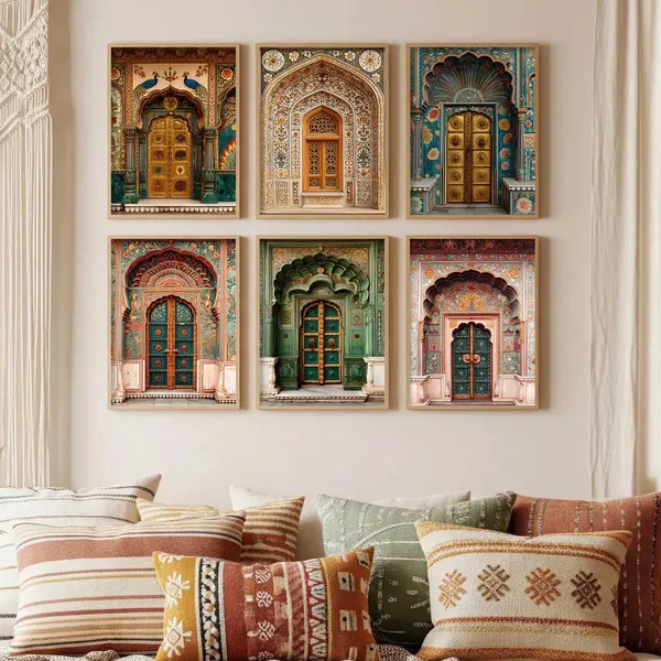 Multicolor_Indian_Art_Traditional_Wall_Painting_For_Home_Room_Bedroom_Office_Wall_Decor_Wall_Poster_With_Frames_Set_Of_6_(13X17_Inch)