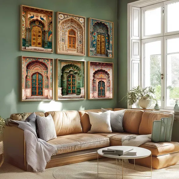 Multicolor_Indian_Art_Traditional_Wall_Painting_For_Home_Room_Bedroom_Office_Wall_Decor_Wall_Poster_With_Frames_Set_Of_6_(13X17_Inch)