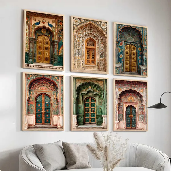 Multicolor_Indian_Art_Traditional_Wall_Painting_For_Home_Room_Bedroom_Office_Wall_Decor_Wall_Poster_With_Frames_Set_Of_6_(13X17_Inch)