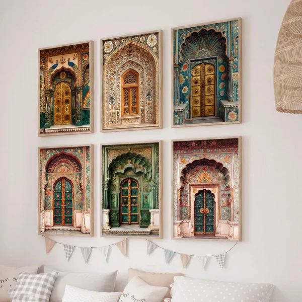 Multicolor_Indian_Art_Traditional_Wall_Painting_For_Home_Room_Bedroom_Office_Wall_Decor_Wall_Poster_With_Frames_Set_Of_6_(13X17_Inch)