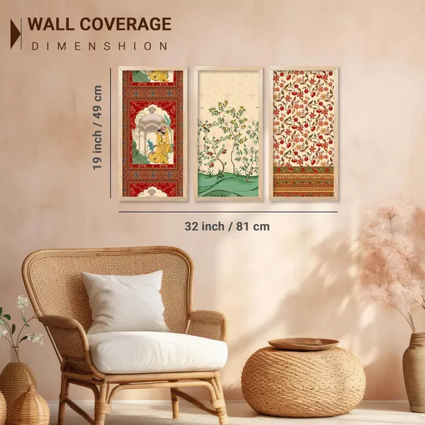 Multicolor_Madhubani_Art_Painting_With_Frame_For_Living_Room_Painting_For_Wall_Decoration_Traditional_Indian_Art_Pichwai_Wall_Decor_Paintings_(Set_Of_3)_(10X19_Inch)
