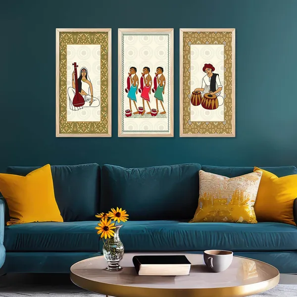 Multicolor_Madhubani_Art_Painting_With_Frame_For_Living_Room_Office_Traditional_Indian_Art_Pichwai_Wall_Decor_Paintings_Painting_For_Wall_Decoration_(Set_Of_3)_(10X19_Inch)