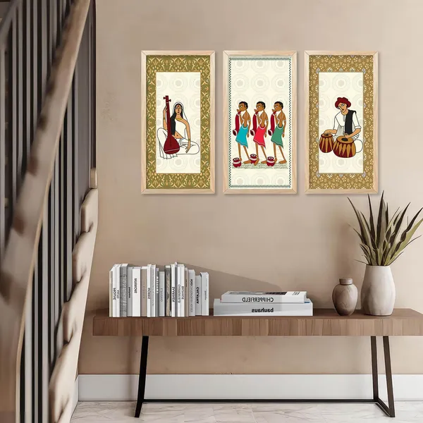 Multicolor_Madhubani_Art_Painting_With_Frame_For_Living_Room_Office_Traditional_Indian_Art_Pichwai_Wall_Decor_Paintings_Painting_For_Wall_Decoration_(Set_Of_3)_(10X19_Inch)