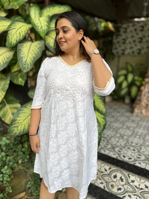 White_Jacquard_Cotton_Jacquard_Brasso_Dress_For_Women