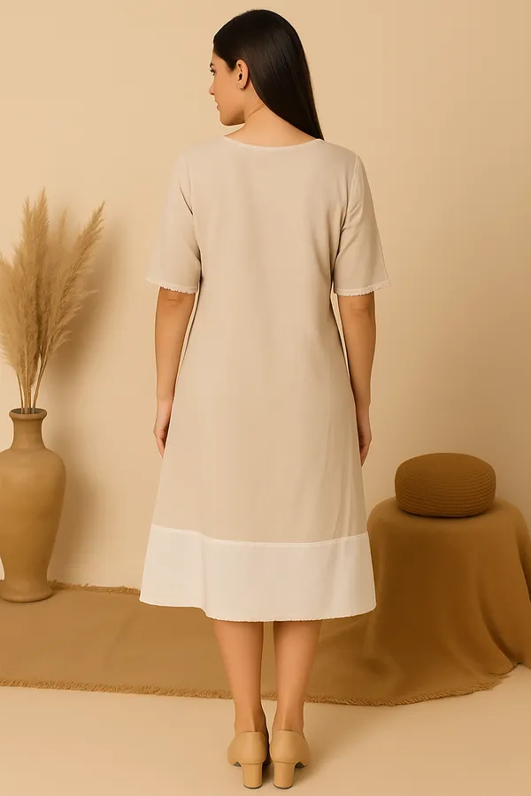 Beige_Cotton_Jute_1_Pocket_Floral_Dress_For_Women