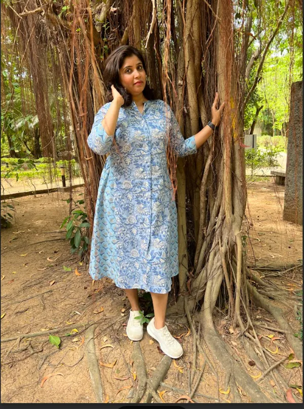 Blue_Mull_Hand_Block_Printed_Dress_For_Women
