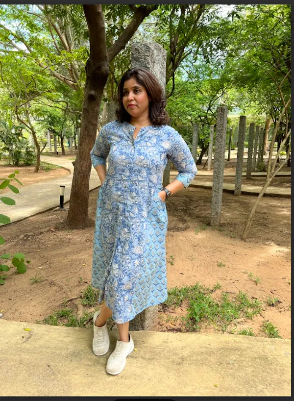 Blue_Mull_Hand_Block_Printed_Dress_For_Women
