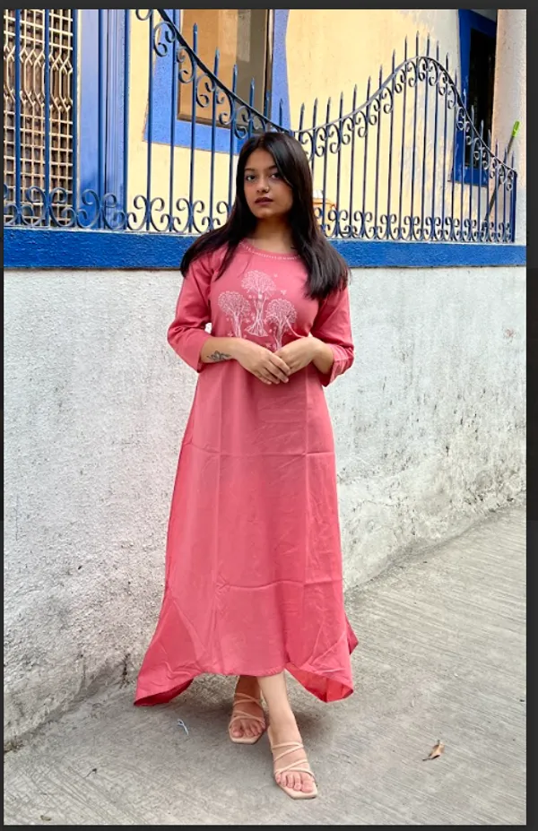 Coral_Cotton_Flex_Coral_Asymmetrical_Wish_Tree_Dress_For_Women