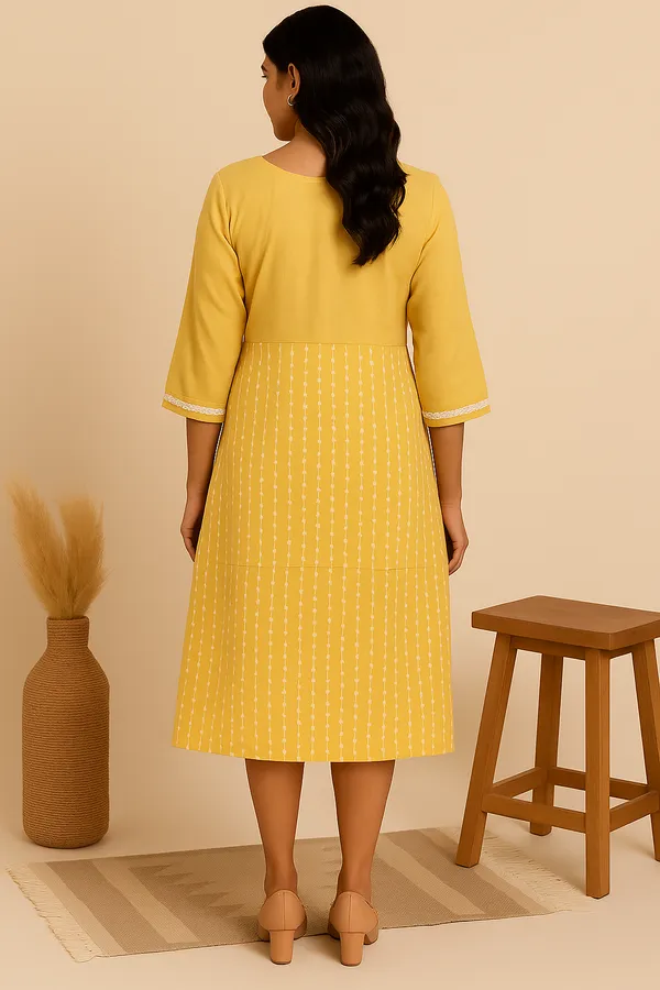 Yellow_Handloom_Cotton_Lace_Dress_For_Women