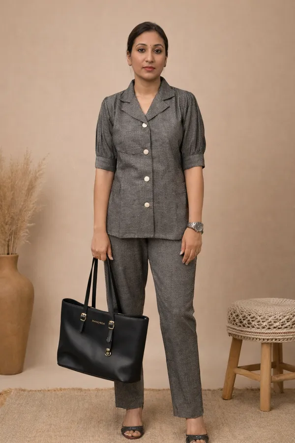 Brown_Cotton_Flex_Pant_Suit_Co-ord_Set_For_Women