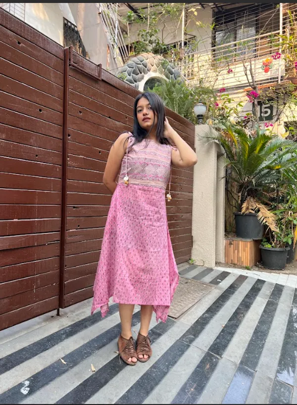 Pink_Mull_Singlet_Asymmetrical_Dress_For_Women