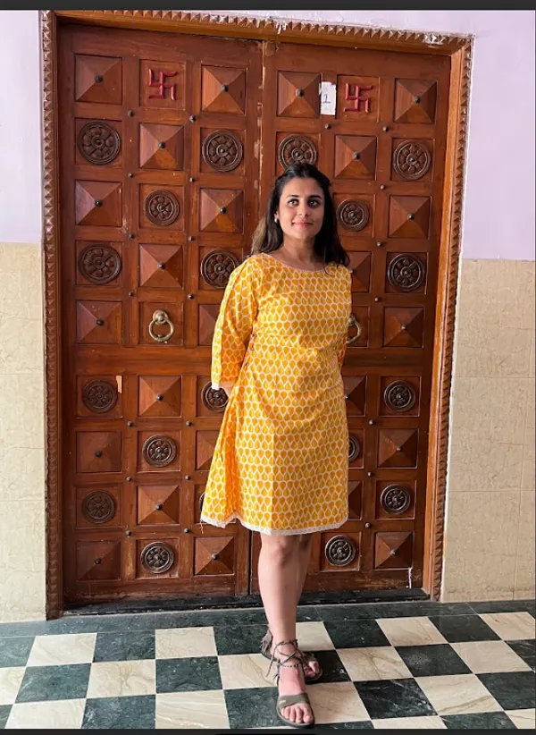 Yellow_Cambric_Sunflower_Button_Dress_For_Women