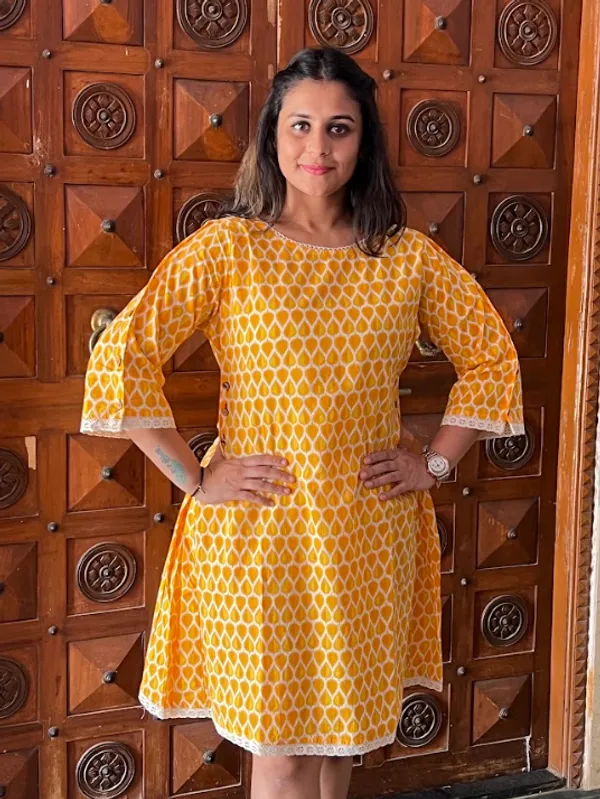 Yellow_Cambric_Sunflower_Button_Dress_For_Women