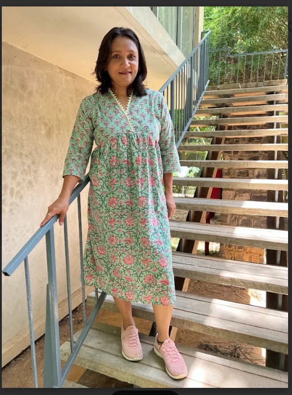 Green_Cambric_V_Neck_Dress_For_Women