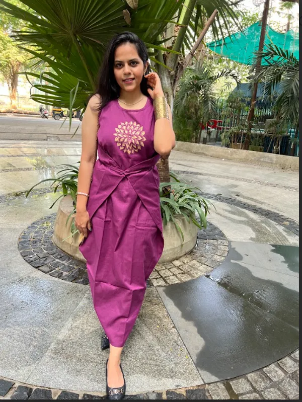 Wine_Cotton_Flex_Overlap_Dress_For_Women
