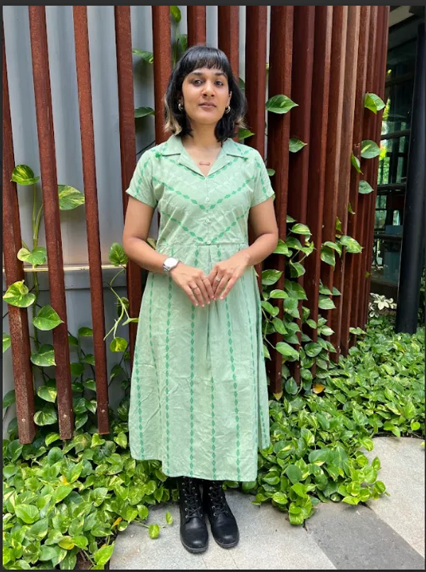 Green_Handloom_Cotton_Woven_Shirt_Dress_For_Women