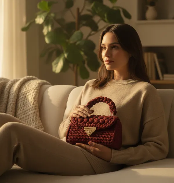 Wine_Woolen_Handmade_Premium_Quality_Crochet_Hand_Bag