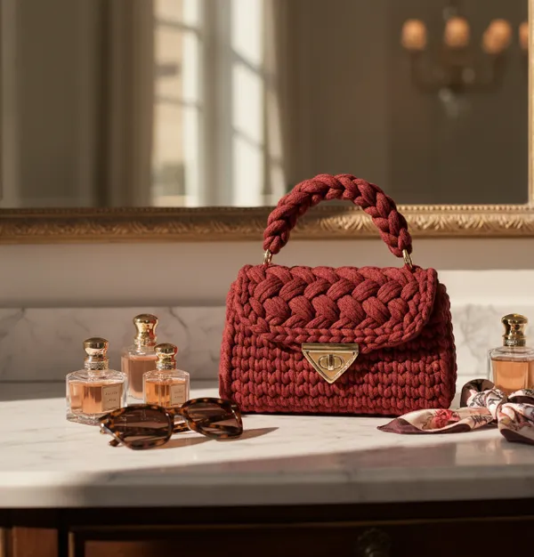Wine_Woolen_Handmade_Premium_Quality_Crochet_Hand_Bag