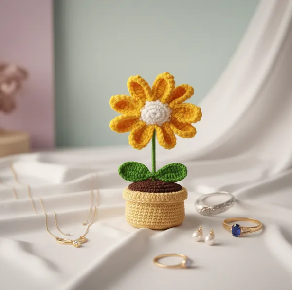 Yellow_Woolen_Handmade_Premium_Quality_Crochet_Daisy_Flower_Pot