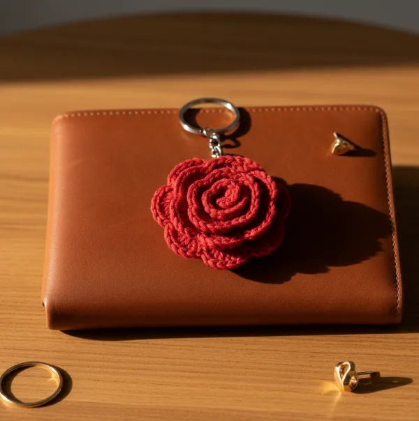Red_Woolen_Handmade_Premium_Quality_Crochet_Rose_Key_Chain