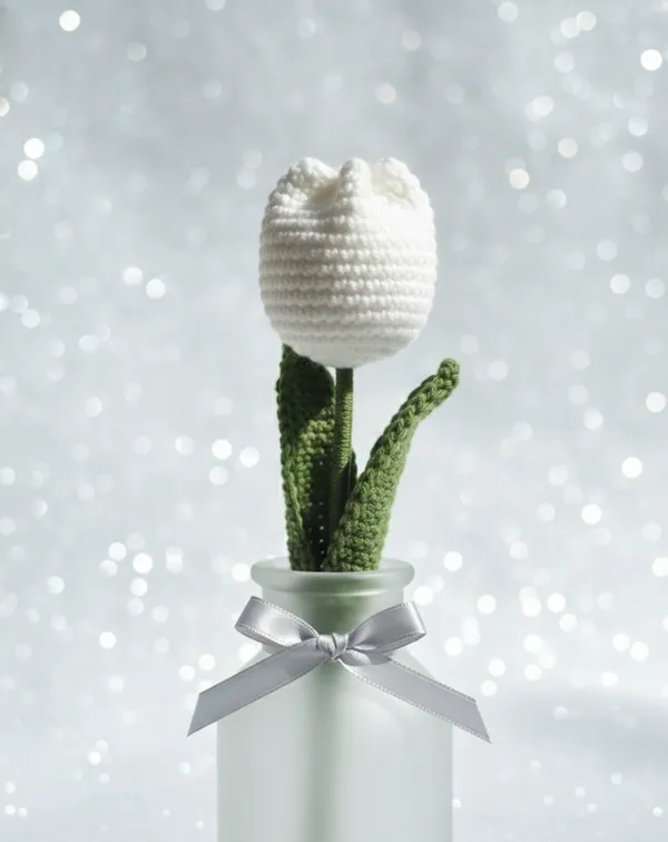 White_Crochet_Tulip_Flower