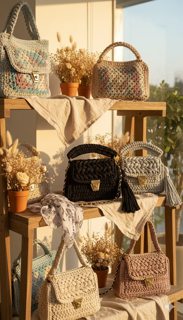 Black_Woolen_Handmade_Premium_Quality_Crochet_Hand_Bag