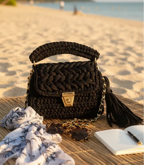 Black_Woolen_Handmade_Premium_Quality_Crochet_Hand_Bag