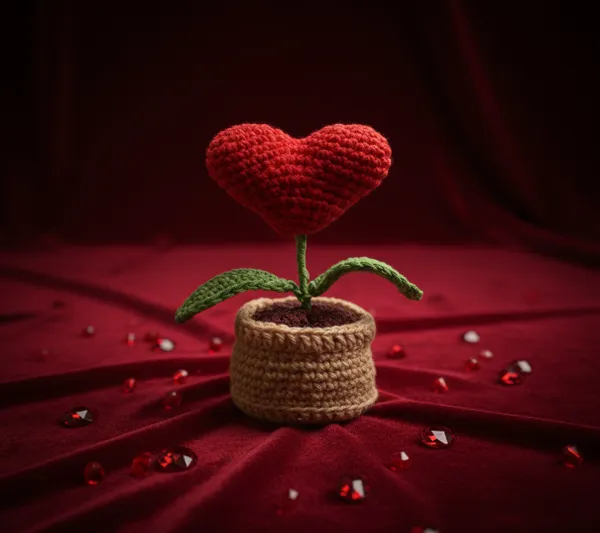 Red_Woolen_Handmade_Premium_Quality_Crochet_Heart_Pot