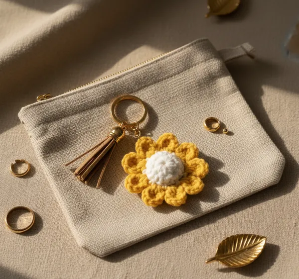 Yellow_Woolen_Handmade_Premium_Quality_Crochet_Daisy_Keychain
