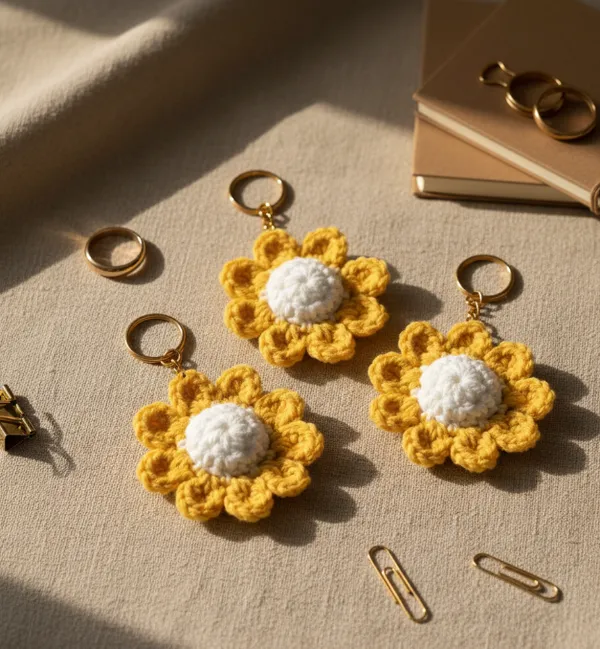 Yellow_Woolen_Handmade_Premium_Quality_Crochet_Daisy_Keychain