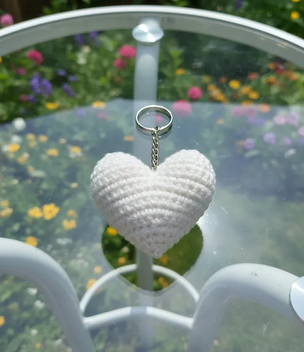 White_Woolen_Handmade_Premium_Quality_Heart_Keychain