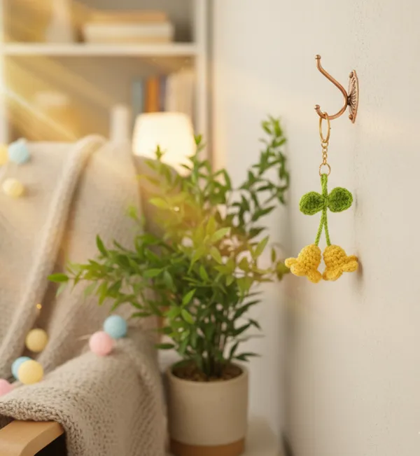 Yellow_Woolen_Handmade_Premium_Quality_Crochet_Charm_Keychain