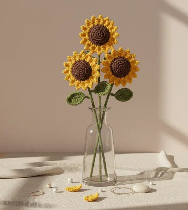Yellow_Woolen_Handmade_Premium_Quality_Crochet_Sunflower_Stick_Flowers