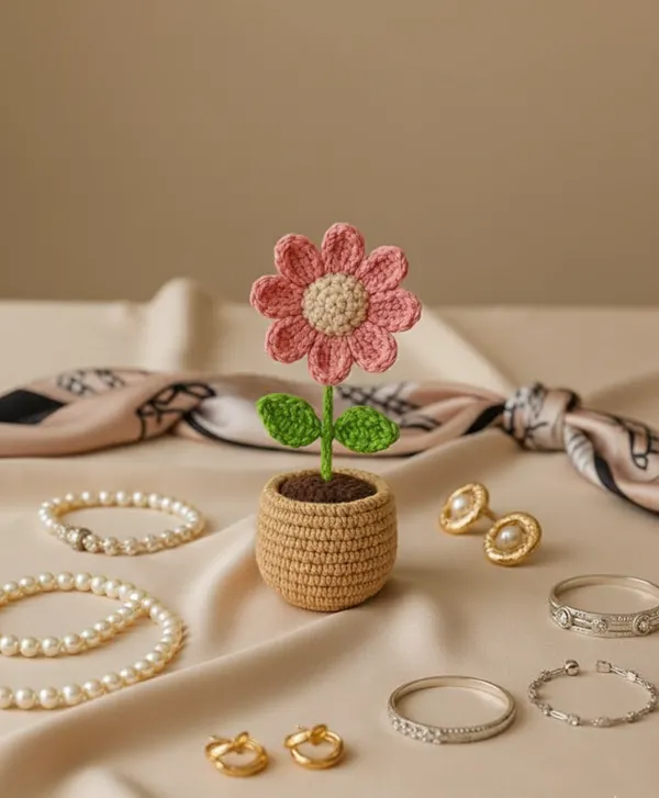 Pink_Woolen_Handmade_Premium_Quality_Crochet_Daisy_Flower_Pot
