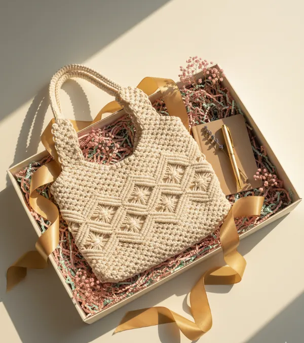 White_Woolen_Handmade_Premium_Quality_Tote_Bag