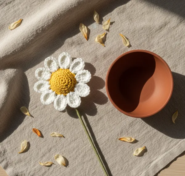 White_Woolen_Handmade_Premium_Quality_Crochet_Daisy_Flower_Stick