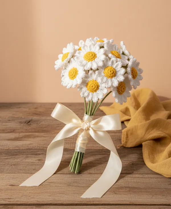 White_Woolen_Handmade_Premium_Quality_Crochet_Daisy_Flower_Stick
