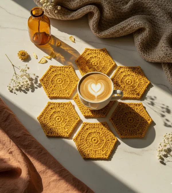 Yellow_Woolen_Handmade_Premium_Quality_Crochet_Coasters