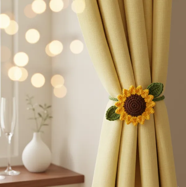 Yellow_Woolen_Handmade_Premium_Quality_Curtain_Holder_(Set_of_4)