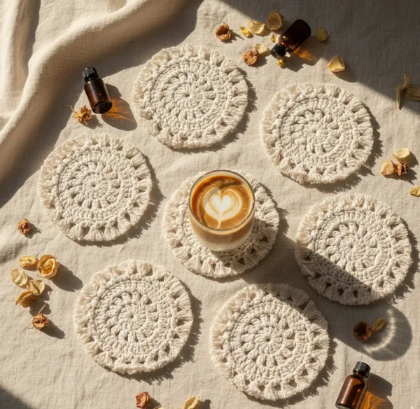 White_Woolen_Handmade_Premium_Quality_Crochet_Coasters