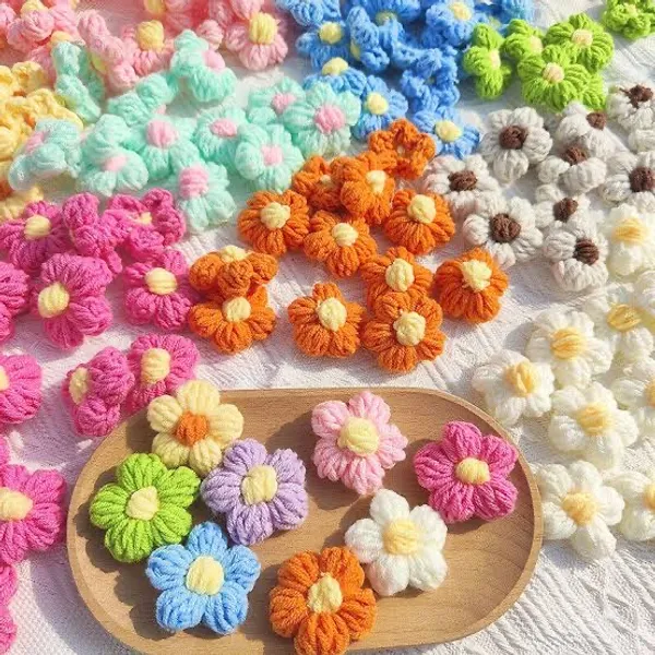 Multicolor_Woolen_Handmade_Premium_Quality_Crochet_3D_Flowers