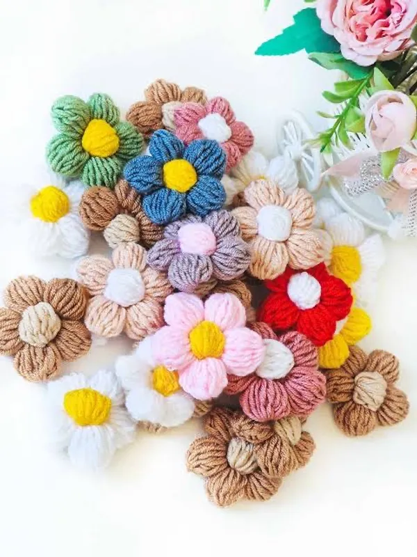Multicolor_Woolen_Handmade_Premium_Quality_Crochet_3D_Flowers