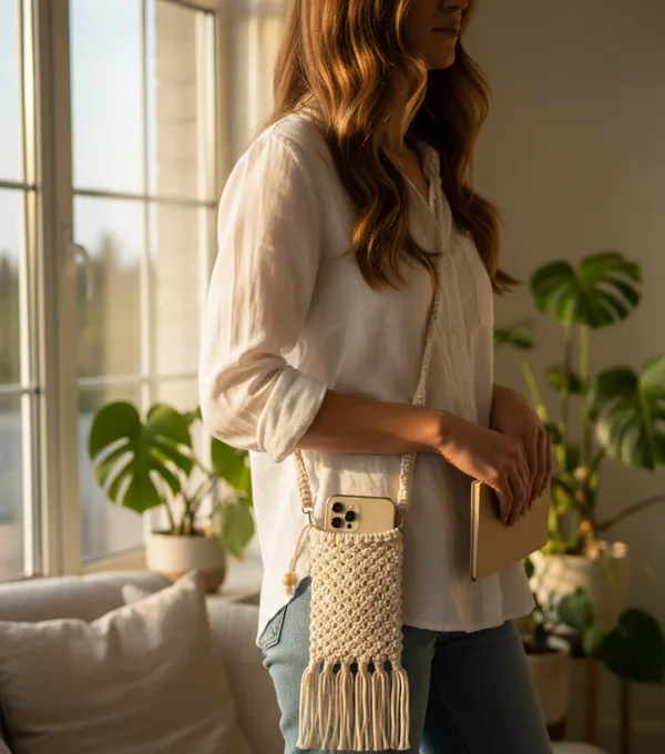 White_Woolen_Handmade_Premium_Quality_Mobile_Sling_Bag