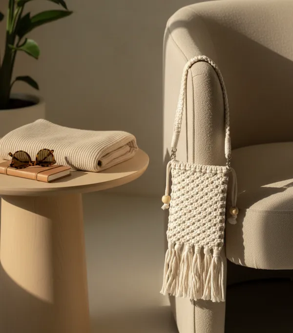 White_Woolen_Handmade_Premium_Quality_Mobile_Sling_Bag